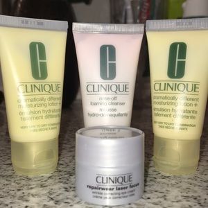 Clinique travel lotion, cleanser and eye cream